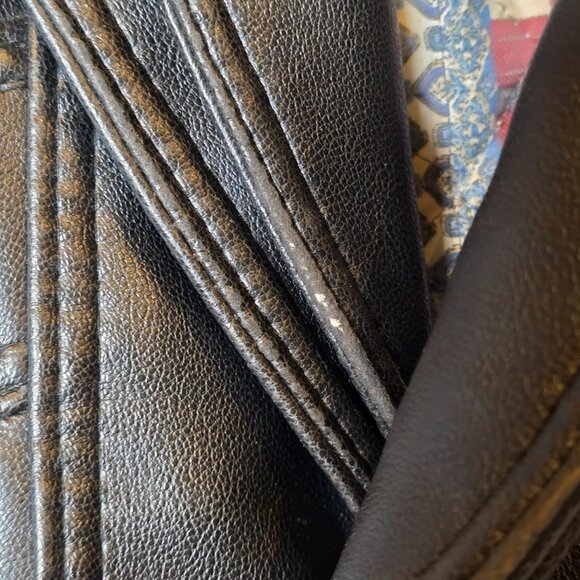 Vintage Men's Full Stop "All over the World" Leather Jacket/Vest, Size L-XL, Blk - Picture 5 of 12